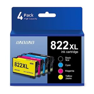 822xl combo pack remanufactured replacement for epson 822xl ink cartridges 822 t822 t822xl for workforce pro wf-3820 wf-4820 wf-4830 wf-4834 wf-4833 printer wf 3820 wf4820 (black cyan magenta yellow)