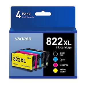 822XL Combo Pack Remanufactured Replacement for Epson 822XL Ink Cartridges 822 T822 T822XL for Workforce Pro WF-3820 WF-4820 WF-4830 WF-4834 WF-4833 Printer WF 3820 WF4820 (Black Cyan Magenta Yellow)