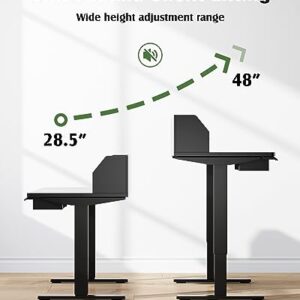 Shahoo Electric Double Layers Standing Desk with 3 Drawers, 48 x 24 Inches Height Adjustable Conner Table, Computer Workstation with Large Storage Shelves for Home Office, 48 Inch, Black