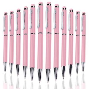 2023 new ballpoint pen with stylus tip, soft touch click metal pen, black ink ballpoint pen, 1.0mm medium point, 12 count (pink)