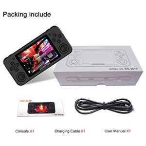 RG351P Retro Handheld Game Console Open Source Linux System 3.5 inch IPS 320*480 Screen RK3326 1.5GHz 3500mAh Battery 2500 Classic Games Support PSP/N64 Game Gift Portable Player (RG351P-Black)