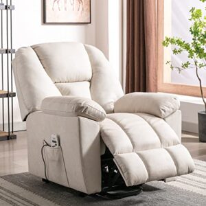 lifeand power lift adjustable massage function, recliner chair with heating system for living room, beige