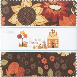 Fall's in Town Riley Blake 5-inch Stacker, 42 Precut Fabric Quilt Squares by Sandy Gervais