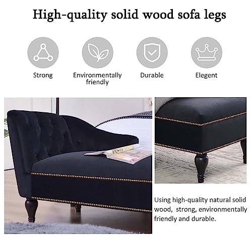 Heliosphere Velvet Sofa with Chaise Lounge Sleeper Sofa, Modern Sofa Bed Couch with Button Tufted & Nailhead Trim, Sturdy Wooden Legs Support, Sleeper Sofa for Living Room Bedroom Office