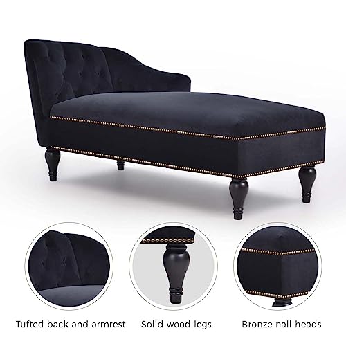 Heliosphere Velvet Sofa with Chaise Lounge Sleeper Sofa, Modern Sofa Bed Couch with Button Tufted & Nailhead Trim, Sturdy Wooden Legs Support, Sleeper Sofa for Living Room Bedroom Office