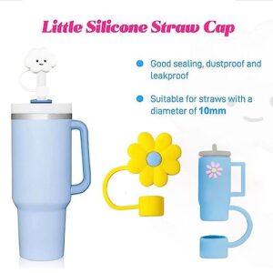 Flower Straw Cover Cap for Stanley Cup Silicone Straw Topper Compatible with 30&40 Oz Tumbler with Handle,Straw Tip Covers 10mm 0.4in for Straw Tip Covers (5Pcs Straw Cover)