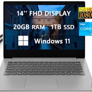 2023 Newest Upgraded IdeaPad 3 Laptop for Student & Business by Lenovo, 14'' FHD Computer, Intel Core i3-1115G4(Up to 4.1 GHz), 20GB RAM, 1TB SSD, Wi-Fi 6, SD Card Reader, Windows 11, Free HDMI Cable