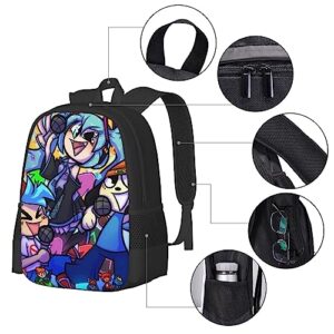 Fri-day Cartoon Night Fun-kins Backpack Cartoon Laptop Backpacks Lightweight Fashion Travel Daypack Large Capacity Multifunction Adjustable Straps Bags For Women Men