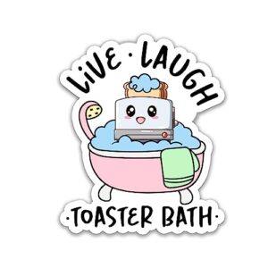 miraki live laugh toaster bath sticker, mental health sticker, cute bread sticker, motivational sticker, water assitant die-cut vinyl funny decals for laptop, phone, water bottles, kindle sticker