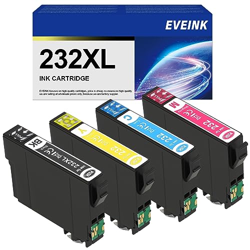 T232XL Ink Cartridge Remanufactured T232 High Capacity Black and Color Combo Ink Cartridge Replacement for Epson Expression Home XP-4200 XP-4205 Workforce WF-2930 WF-2950 Printer(4-Pack)