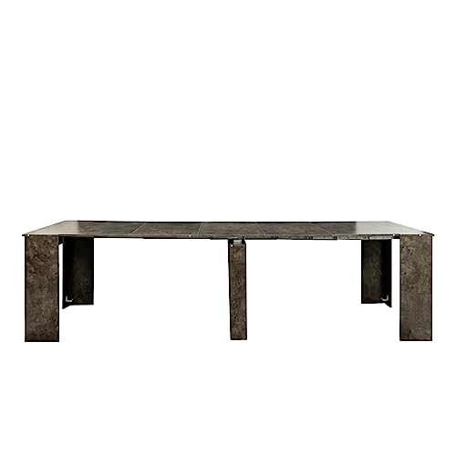 Pvillez Extendable Dining Table, 118.5" Modern Rectangular Extendable Table, Wooden Kitchen Table Dining Room Table, Long Desk Table Large Console Table Office Table for 6 8 10 12 People (Marble)