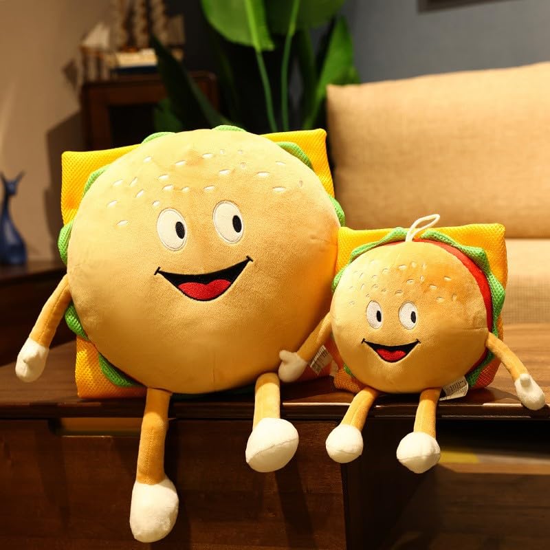 XIZHI 11.8" Cute Hamburger Plush Toy Funny Hamburger Plushie Pillow Toy Funny Stuffed Food Plush Toy Gift for Kid Room Decor Holiday Birthday Christmas Decoration