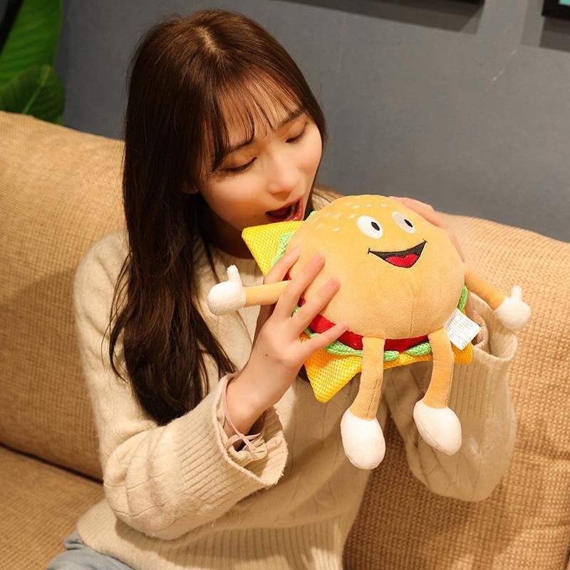 XIZHI 11.8" Cute Hamburger Plush Toy Funny Hamburger Plushie Pillow Toy Funny Stuffed Food Plush Toy Gift for Kid Room Decor Holiday Birthday Christmas Decoration