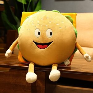 XIZHI 11.8" Cute Hamburger Plush Toy Funny Hamburger Plushie Pillow Toy Funny Stuffed Food Plush Toy Gift for Kid Room Decor Holiday Birthday Christmas Decoration