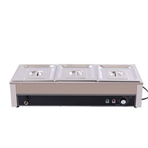 1500W Electric Buffet Warmer Server Chafing Dish Buffet Tray Food Warmer Set 3 Compartment Buffet Server Chafing Dish Stainless Steel Chafing Server Set Buffet Server Warmer Food Insulation