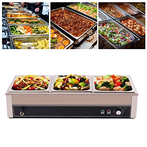 1500W Electric Buffet Warmer Server Chafing Dish Buffet Tray Food Warmer Set 3 Compartment Buffet Server Chafing Dish Stainless Steel Chafing Server Set Buffet Server Warmer Food Insulation