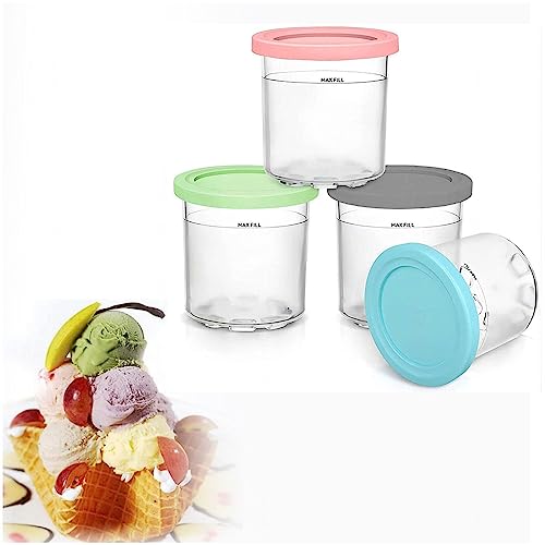 DISXENT Creami Pints and Lids, for Ninja Creami Deluxe Pints,16 OZ Ice Cream Pints with Lids Safe and Leak Proof Compatible with NC299AMZ,NC300s Series Ice Cream Makers