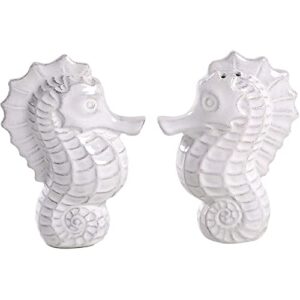 blue sky seahorse and seashell menagerie white figural salt and pepper
