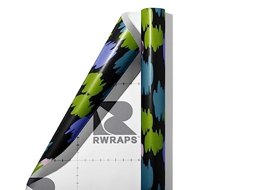 Rwraps Blue Abstract Allay Pain Gloss Vinyl Film Wrap 59in x 6in W/Application Card Vinyl Vehicle Car Film Sheet Roll