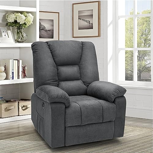 Esright Power Lift Chair Recliner for Elderly, Lift Chair with Heated Vibration Massage, Heavy Duty Electric Recliner with Side Pockets, USB Charge Port, Gray Blue