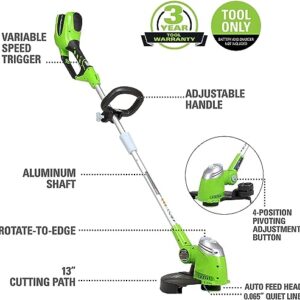 Greenworks 40V 20" Cordless Lawn Mower,(500 CFM/120 MPH) Axial Leaf Blower,13" String Trimmer with 3 replacement spools,Combo Kit w/ (1) 5Ah (1)2AH Battery, (2) 2A Chargers