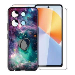 kjyfoani for infinix note 30 case, [ 1 x tempered glass protective film], shockproof soft cover, with [360° rotation ring kickstand] case for infinix note 30 (6.78") - glisten