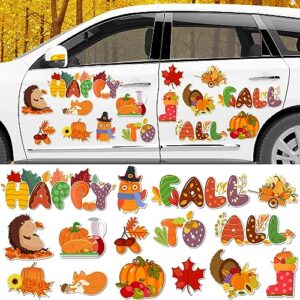 15pcs fall magnets decorations, fall reflective car refrigerator magnets, holidays magnetic stickers, autumn leaves pumpkin magnet decal accessories thanksgiving decoration for garage door car fridge