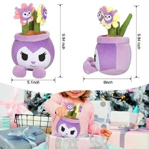 Boufaik 3pcs Kawaii Plush Doll, Cute Cinnamon My Melo Plushies, Stuffed Potted Plants Plush Toy, Home Decoration Stuffed Soft Plush Flower Gifts for Kids Boys(Pink+Purple+Blue)