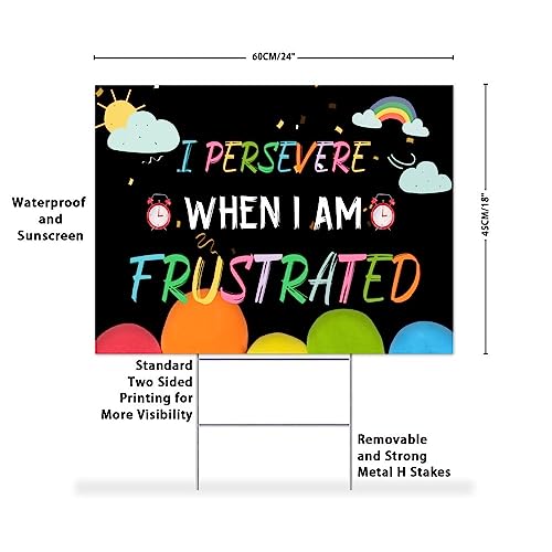 I Persevere When I'am Frustrated Yard Signs 18x24 Inch Welcome Back Banner Yard Sign Yard Signs with Stakes 18x24 2-Sided Print for Lawn Outdoor Decoration Heavy Duty Rust