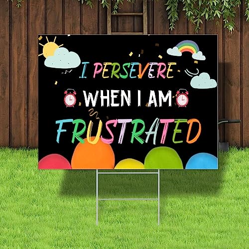 I Persevere When I'am Frustrated Yard Signs 18x24 Inch Welcome Back Banner Yard Sign Yard Signs with Stakes 18x24 2-Sided Print for Lawn Outdoor Decoration Heavy Duty Rust