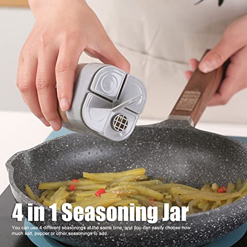 4 In 1 Spice Container Barbecue 5 Series Seasoning Fan Kitchen Lid Shaker Press Lid with Dispenser Barbecue Seasoning Jar Rotation Compartment Design Storage Box Seasoning Box Pepper Shakers