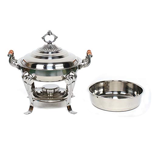 Cutycaty Chafing Dish Buffet Set Stainless Steel Roll Top, Heat Container Food Warmer Round Dish Set, Round Warming Container Dinner Serving Buffet Warmer Fits Weddings Buffets