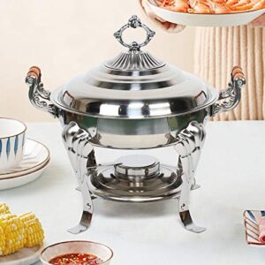 cutycaty chafing dish buffet set stainless steel roll top, heat container food warmer round dish set, round warming container dinner serving buffet warmer fits weddings buffets