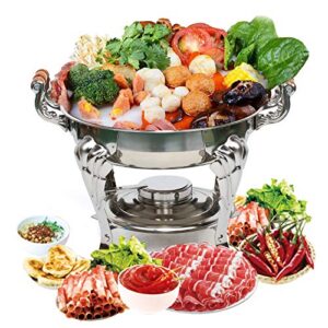 Cutycaty Chafing Dish Buffet Set Stainless Steel Roll Top, Heat Container Food Warmer Round Dish Set, Round Warming Container Dinner Serving Buffet Warmer Fits Weddings Buffets