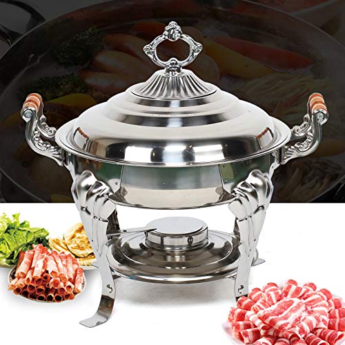 Cutycaty Chafing Dish Buffet Set Stainless Steel Roll Top, Heat Container Food Warmer Round Dish Set, Round Warming Container Dinner Serving Buffet Warmer Fits Weddings Buffets