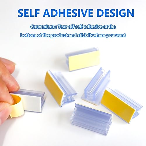 YHNTGB 100 PCS Self Adhesive Sneeze Guard Holder Acrylic Panels Holder Glass Sign Stands for Fastening and Lining up Plexiglass Panels Acrylic Sheets Tags Cards Receipts Photos