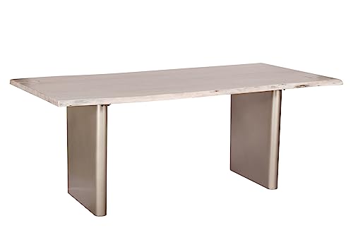 HomSof White Washed 79 Inches Live Edge Premium Dining Table, 1 Piece