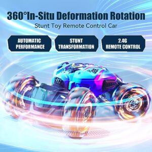 Gesture Sensing RC Stunt Car,2.4GHz 4WD Remote Control Toy Car,Double Sided Driving,360 °Rotation,Off Road Vehicle,Hand Controlled RC Car with Lights&Music, Birthday Gifts for 6-12 yr Boys&Girls(Blue)