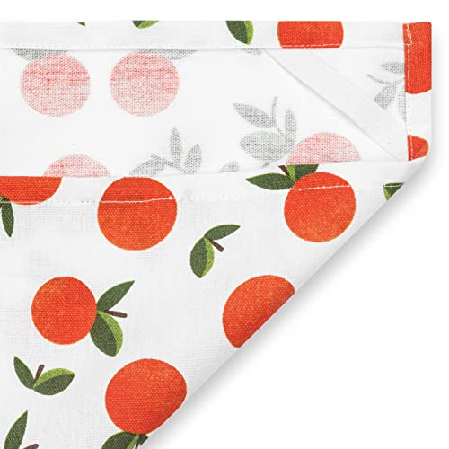 GMIcréatifs 4 Pack, 100% White Cotton Kitchen Hand Towel, Tea Towels, Dish Towels, Bar Towels, 2 Citrus Lemons Prints and 2 Citrus Oranges Prints, 24”x 16" Inches