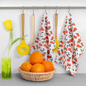 GMIcréatifs 4 Pack, 100% White Cotton Kitchen Hand Towel, Tea Towels, Dish Towels, Bar Towels, 2 Citrus Lemons Prints and 2 Citrus Oranges Prints, 24”x 16" Inches