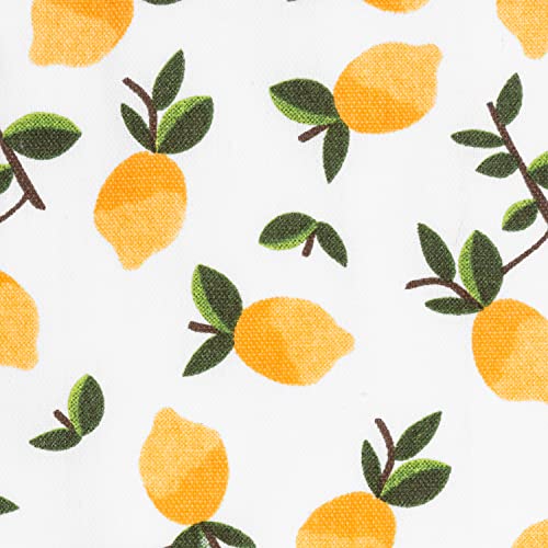 GMIcréatifs 4 Pack, 100% White Cotton Kitchen Hand Towel, Tea Towels, Dish Towels, Bar Towels, 2 Citrus Lemons Prints and 2 Citrus Oranges Prints, 24”x 16" Inches