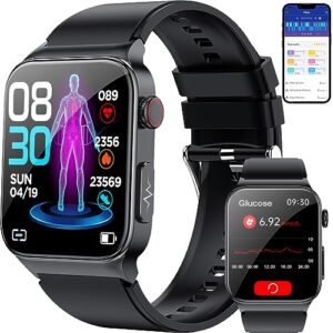 blood health monitor smart watch for iphone android bluetooth calling 2023 upgraded non-invasive blood sugar test smartwatchs men women with heart rate blood oxygen pressure hrv fitness tracker watch