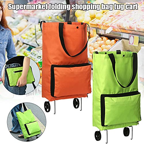 Bylesary Foldable Shopping Bag With Wheels, Reusable Grocery Bags Extra Large Foldable Heavy Duty Shopping Tote, With Reinforced Bottom & Handles, for Camping, Weekenders, Traveling