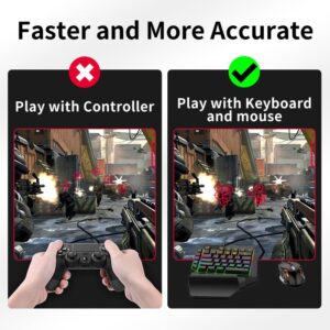 AIMZENIX Game Controller Emulator for PC/PS4/PS3/Nintendo Switch/Xbox Series/Xbox One/Xbox 360, Keyboard and Mouse Adapter and Controller for FPS/TPS/STG/RTS Games