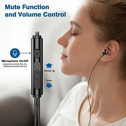 USB Headset Wired Earphone for PC, 8.2FT Cord PC Headset with Microphone for Laptop, Lightweight Noise Cancelling In-ear Computer Headphone Gaming Earbuds with Mute Audio Control for Office School PS5