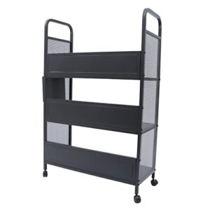 Office Book Carts, Rolling Book Truck Book Cart with 3 Flat Shelves, Library Book Cart with Swivel Lockable Casters, Book Cart,Library Cart,Rolling Library Book Cart Shelves,for Home Shelves Office