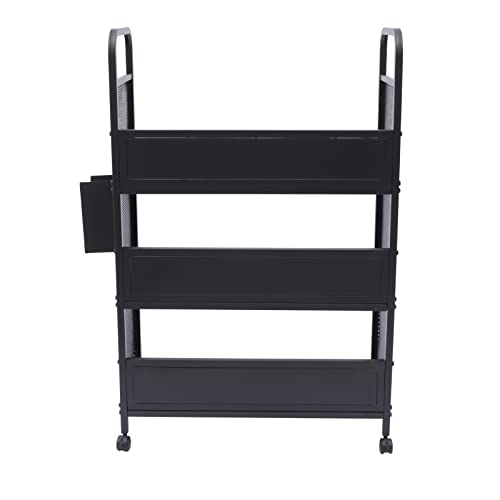 Office Book Carts, Rolling Book Truck Book Cart with 3 Flat Shelves, Library Book Cart with Swivel Lockable Casters, Book Cart,Library Cart,Rolling Library Book Cart Shelves,for Home Shelves Office