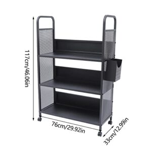 Office Book Carts, Rolling Book Truck Book Cart with 3 Flat Shelves, Library Book Cart with Swivel Lockable Casters, Book Cart,Library Cart,Rolling Library Book Cart Shelves,for Home Shelves Office