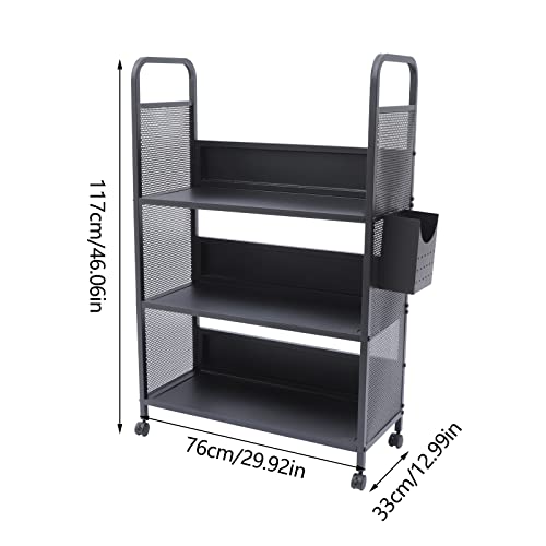 Office Book Carts, Rolling Book Truck Book Cart with 3 Flat Shelves, Library Book Cart with Swivel Lockable Casters, Book Cart,Library Cart,Rolling Library Book Cart Shelves,for Home Shelves Office