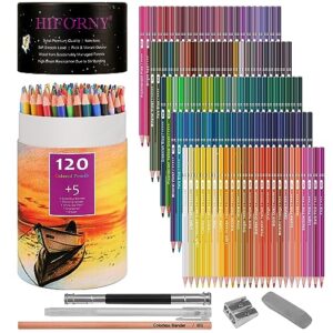 hiforny 125 pack colored pencils set for adult coloring,120 colors coloring pencils with extras,artists soft core,drawing pencils art craft supplies for adults beginners kids